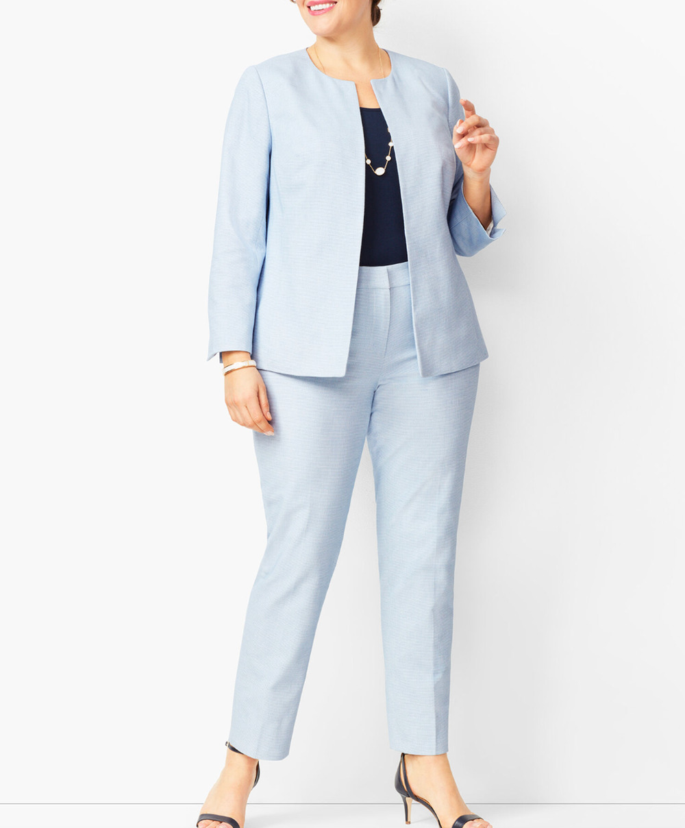 Talbots Biscay Light Blue Tweed Blazer Pants Suit Set Womens Size 14/16 Career